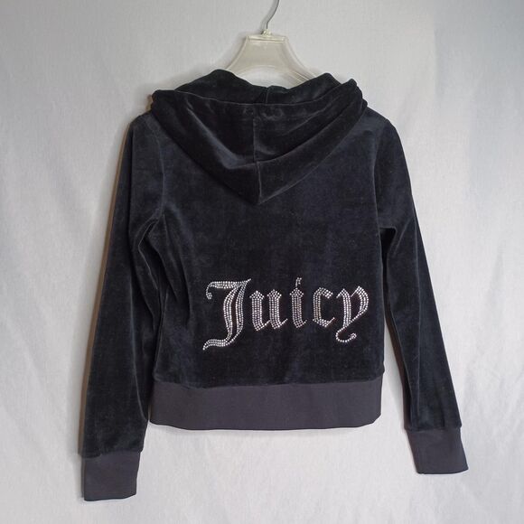 Juicy Couture Black Label Tracksuit Set Womens Large Black Velour Juicy - Picture 6 of 16